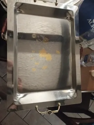 Set Vassoi Acciaio e acciaio dorato