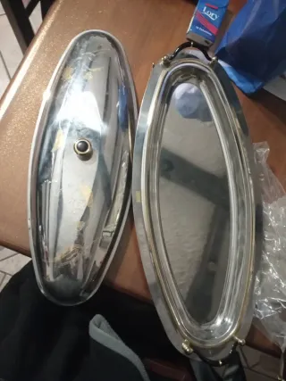 Set Vassoi Acciaio e acciaio dorato