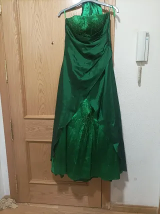 Vestido largo fiesta verde + chal