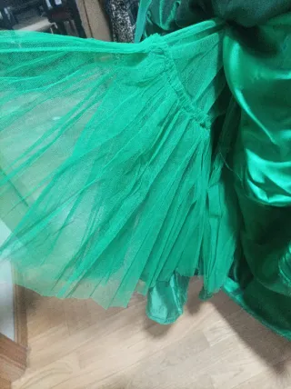 Vestido largo fiesta verde + chal