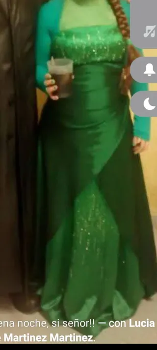 Vestido largo fiesta verde + chal