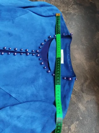 Chaqueta Vamiia azul volantes perlas Talla S Nueva