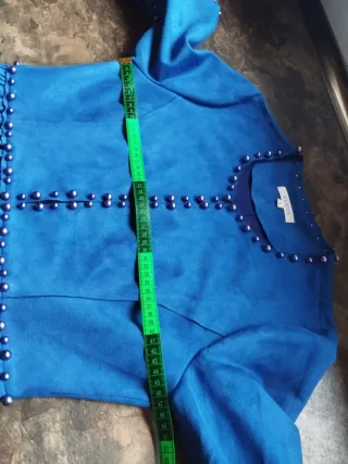 Chaqueta Vamiia azul volantes perlas Talla S Nueva