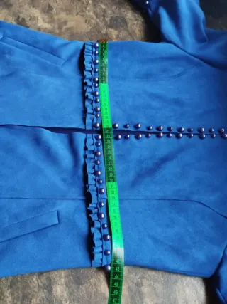 Chaqueta Vamiia azul volantes perlas Talla S Nueva