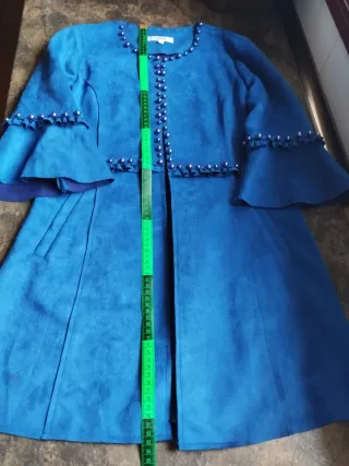 Chaqueta Vamiia azul volantes perlas Talla S Nueva