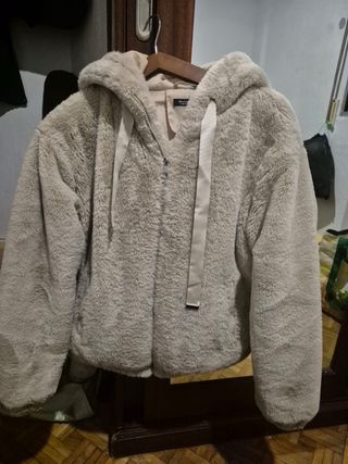 Chaqueta pelo blanco crema mujer