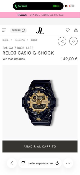 Reloj Casio G-Shock Negro y Dorado