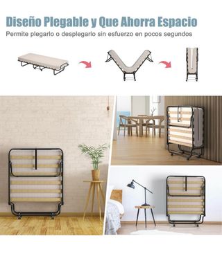 Cama Plegable 80x190cm con Colchón