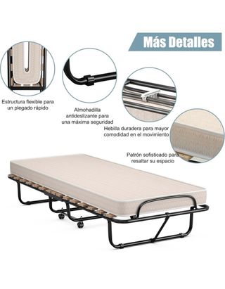 Cama Plegable 80x190cm con Colchón
