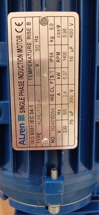 Motor Eléctrico 0.37kW 230V con Reductora