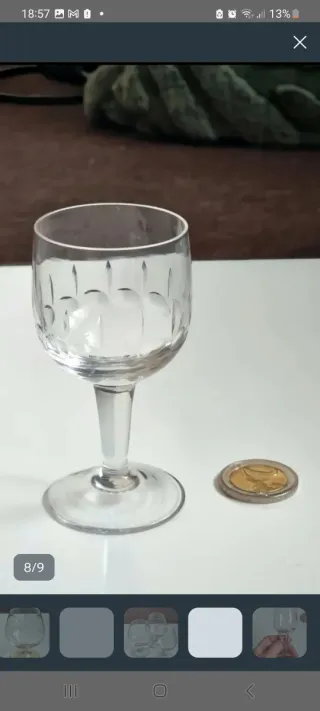 Lote 5 mini tazas cristal y 3 copas