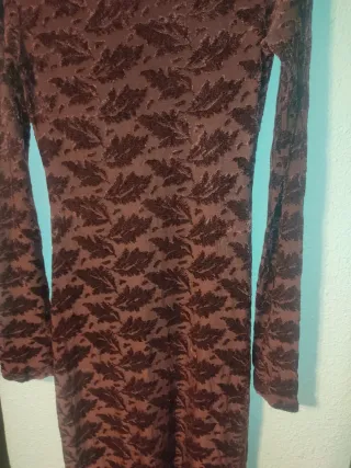 Vestido largo marrón/vino con estampado