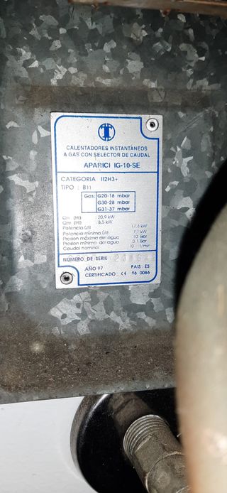 Termo de gas Aparici 10L