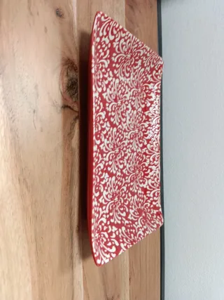 Vacía bolsillos porcelana rojo y blanco