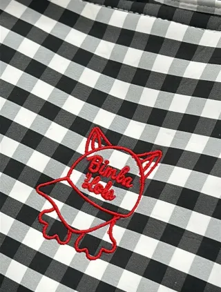 Bolso de mano a cuadros rosa y blanco