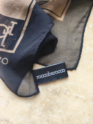 Foulard roccobarocco a scacchi marrone e nero
