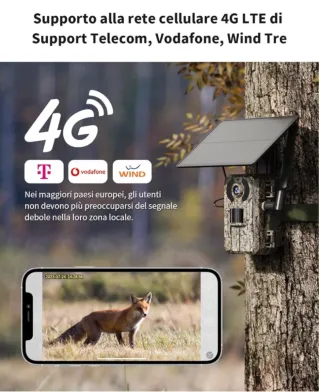 Fototrappola con pannello solare e sim 4g