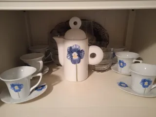 Juego de café porcelana y cristal