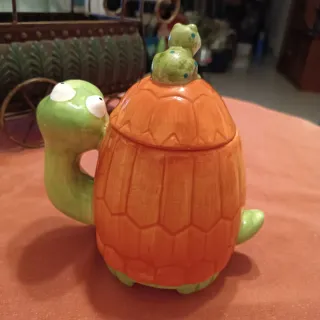 Tarro de cocina de porcelana con ranas