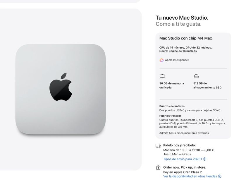 Mac Studio M4 Max 2025 Casi Sin Uso tecladoy mouse afbeelding 3