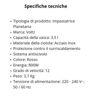 Impastatrice planetaria da 800W e 3,5 Litri