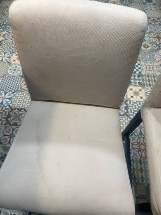 2 Taburetes altos de tela y madera