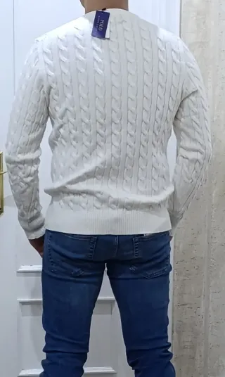 Jersey Polo Ralph Lauren Blanco Punto Trenzado