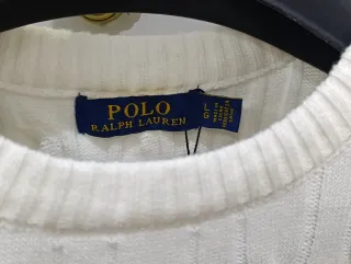Jersey Polo Ralph Lauren Blanco Punto Trenzado