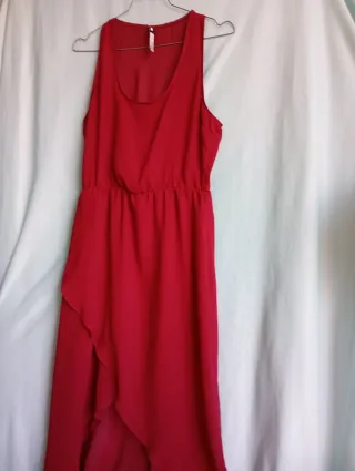 Vestido gasa granate mujer
