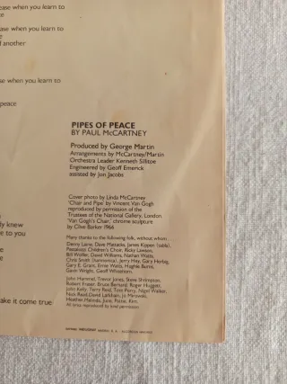 Vinilo Paul McCartney "Pipes of Peace" 1983