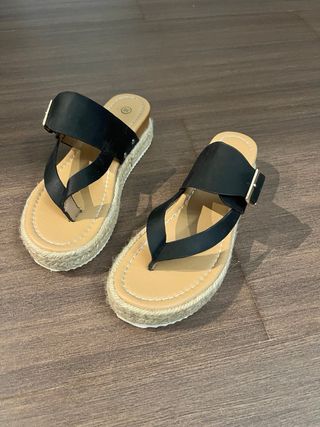 Sandalias mujer negras y beige talla 36