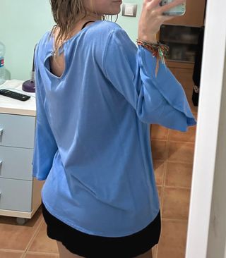 Camisa azul manga acampanada Massimo Dutti