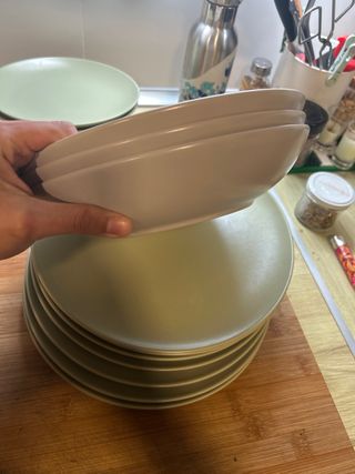 Set Platos IKEA Verde y gris