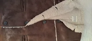 Abrigo Mango Mujer Marrón Forro Borreguito