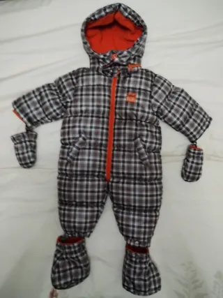 Buzo bebé 6m cuadros naranja