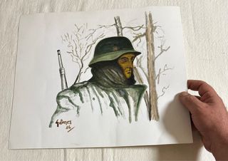 Acuarela, Soldado División Azul. Versión de Gómez.