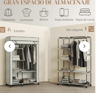 Armario Tela Ruedas Portátil Beige