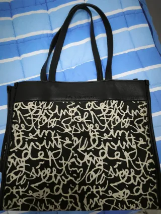Bolso shopper Desigual negro y blanco