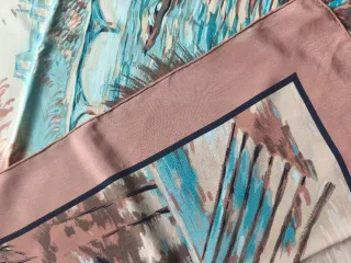 Foulard vintage marrone e turchese