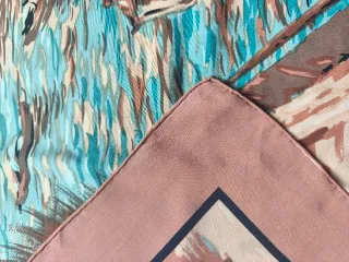 Foulard vintage marrone e turchese