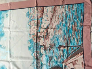 Foulard vintage marrone e turchese