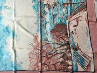 Foulard vintage marrone e turchese