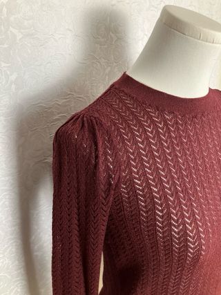 Jersey calado rojo burdeos Talla S Mango