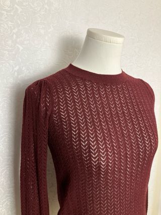 Jersey calado rojo burdeos Talla S Mango