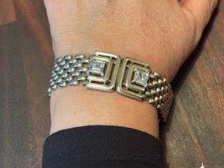 Bracciale vintage argento massiccio con zirconi