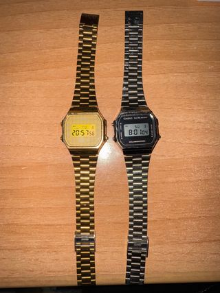 2 Relojes Casio Dorados y Plateados
