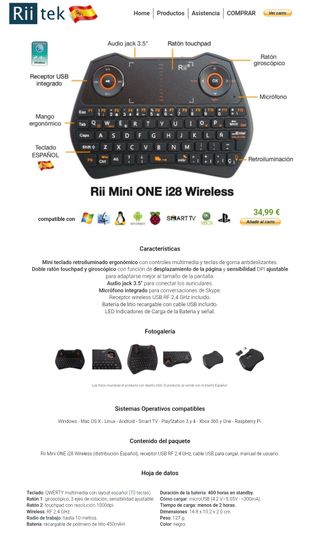 Rii Mini i28C Teclado Inalámbrico Retroiluminado