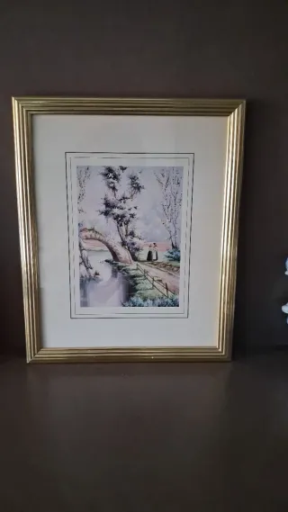 2 Cuadros Decorativos Marco Dorado