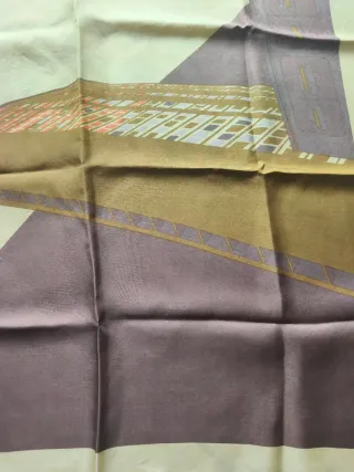 Foulard seta vintage marrone e giallo