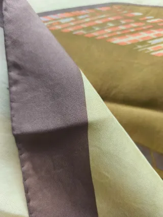 Foulard seta vintage marrone e giallo